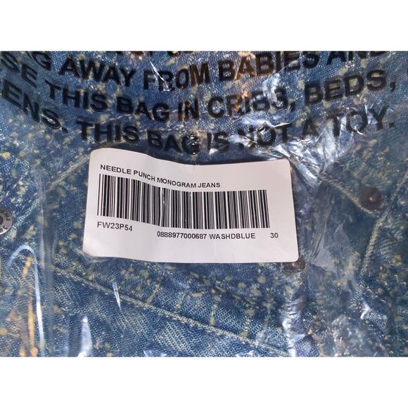 Supreme‎ Needle Punch Regular Jean Washed Blue Men Size 30 Brand New Monogram - Picture 8 of 8